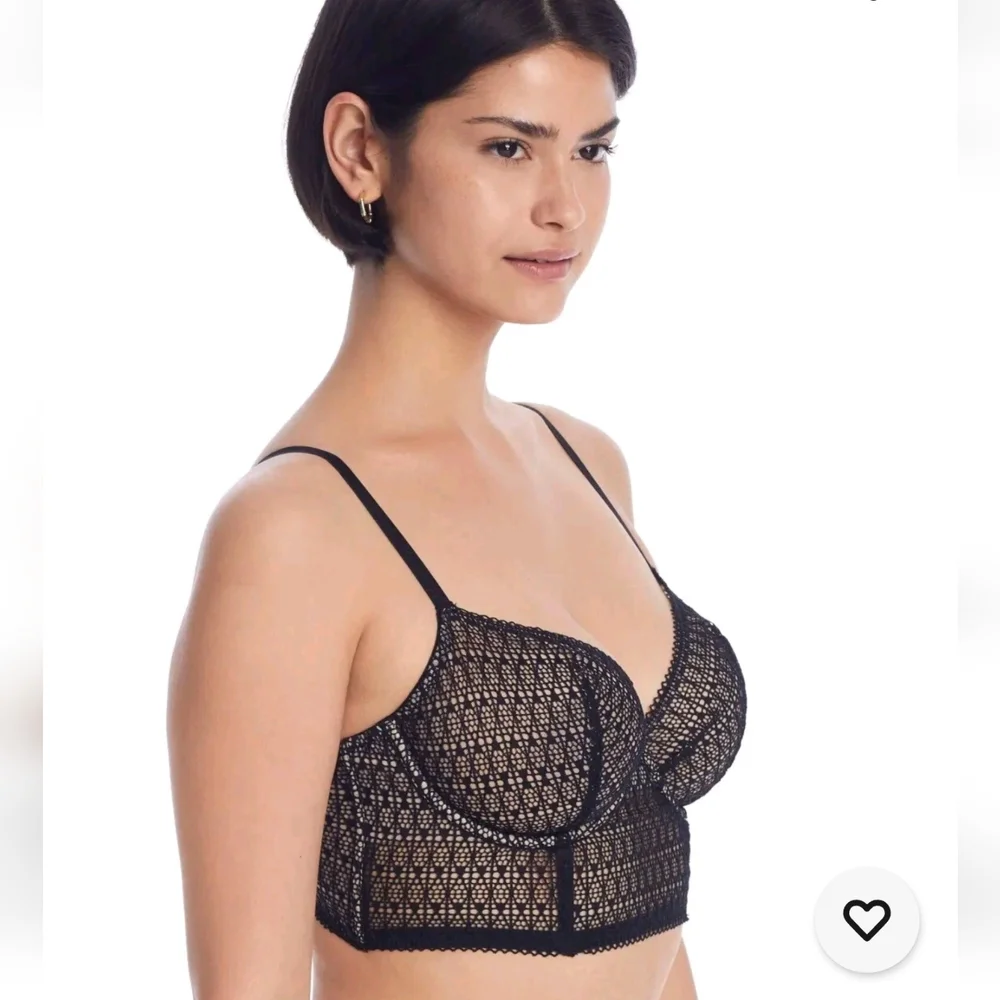 Nearly Nude ✨️ Black Midnight Modern Geo Longline Demi Bra Size 36C